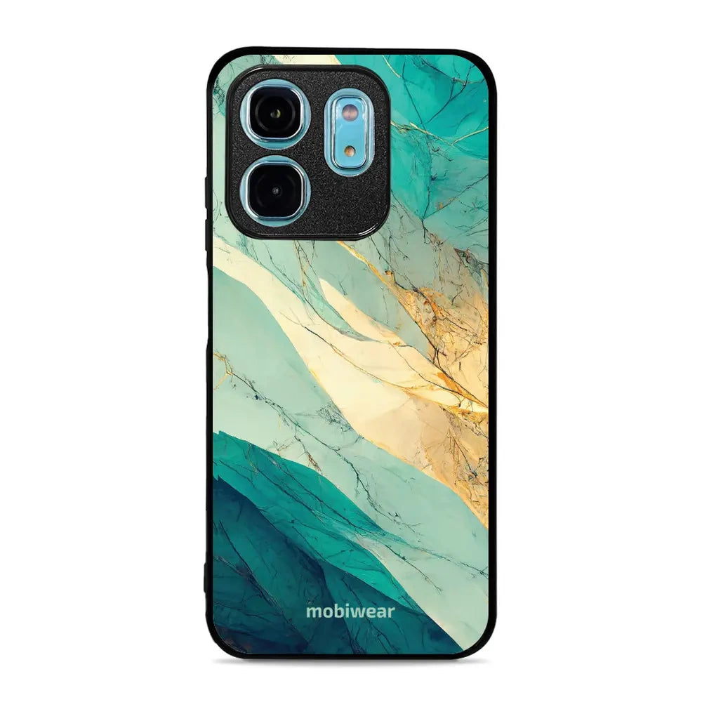 Handyhülle für Infinix Smart 9, Mobiwear Glossy Case, Türkis-Marmor