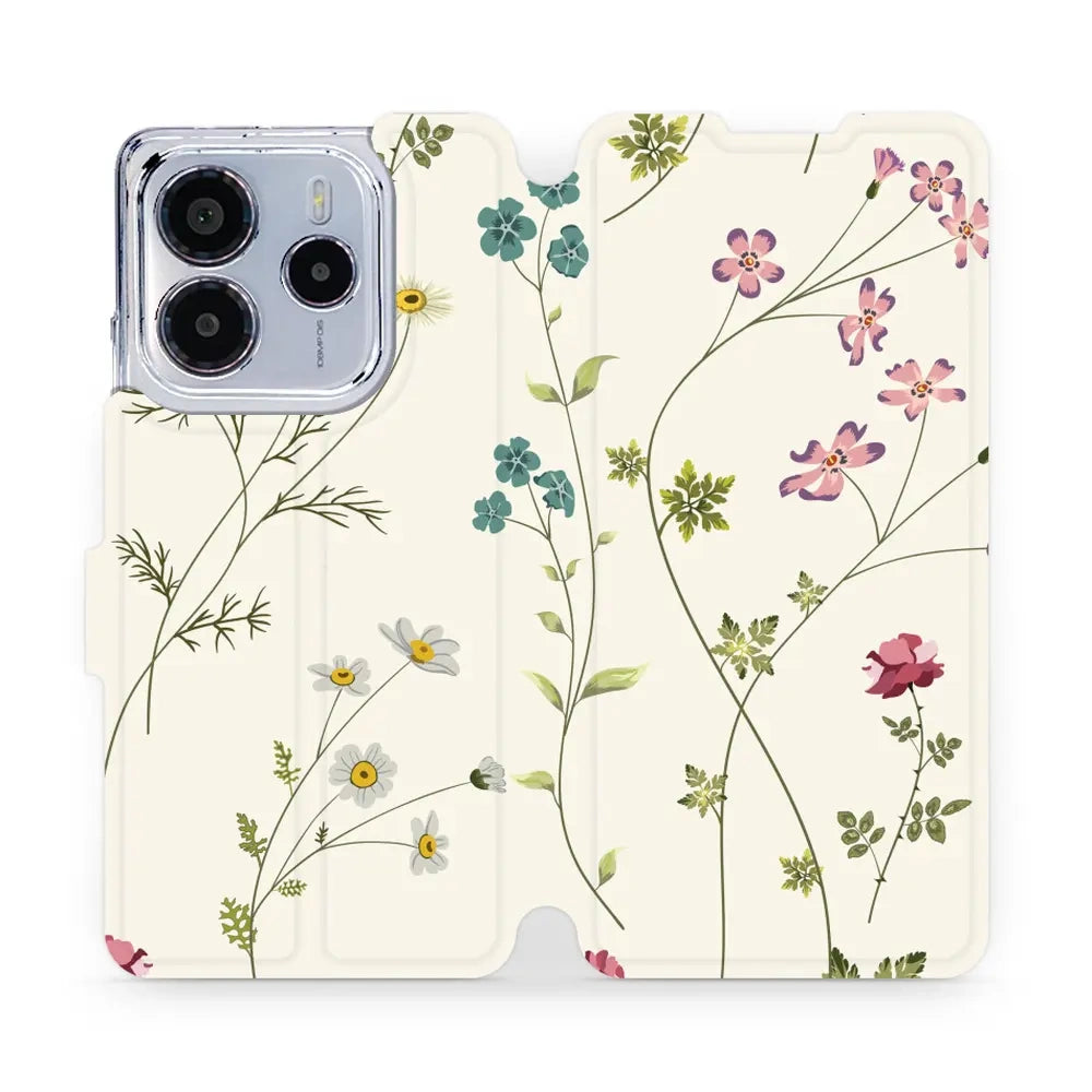 Handyhülle mit klappe für Xiaomi Redmi Note 14 4G, Mobiwear Book, Feldblumen