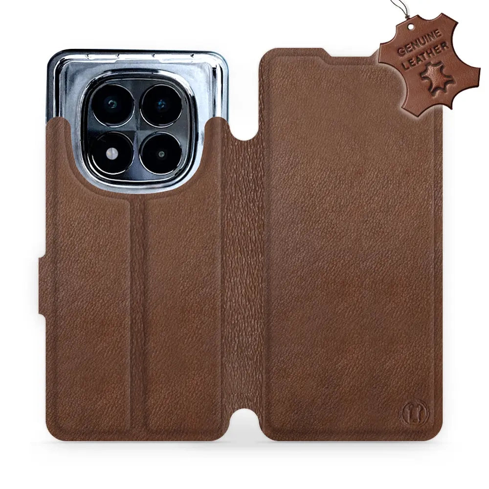 Echtleder Handyhülle für Xiaomi POCO X7, Mobiwear Leather, Braun