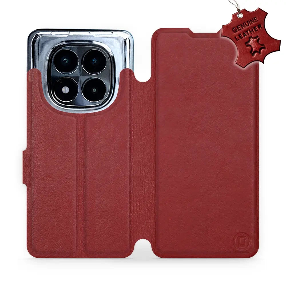 Echtleder Handyhülle für Xiaomi POCO X7, Mobiwear Leather, Dunkelrot