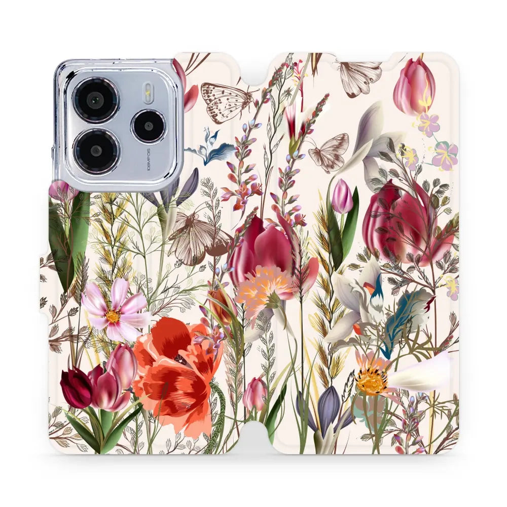 Handyhülle mit klappe für Xiaomi Redmi Note 14 4G, Mobiwear Book, Blumenstrauß