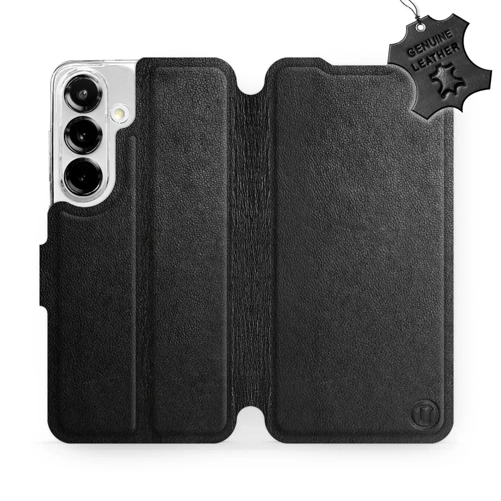 Echtleder Handyhülle für Galaxy S25, Mobiwear Leather, Schwarz
