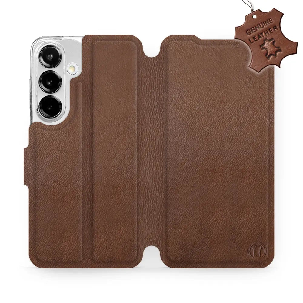 Echtleder Handyhülle für Galaxy S25, Mobiwear Leather, Braun