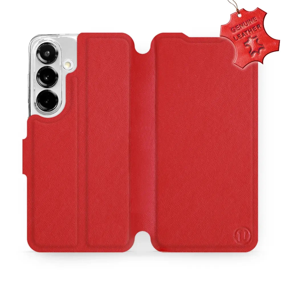 Echtleder Handyhülle für Galaxy S25, Mobiwear Leather, Rot