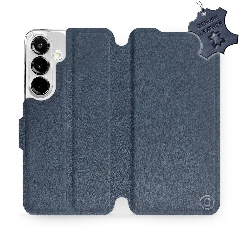 Echtleder Handyhülle für Galaxy S25, Mobiwear Leather, Dunkelblau