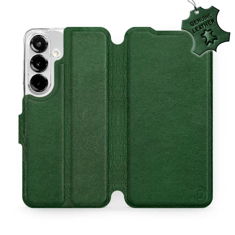 Echtleder Handyhülle für Galaxy S25, Mobiwear Leather, Grün
