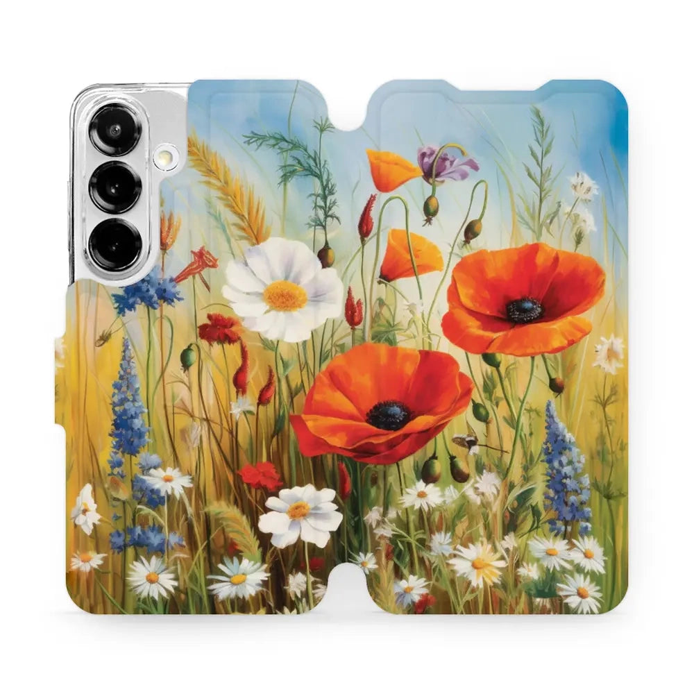 Handyhülle mit klappe für Galaxy S25, Mobiwear Book, Wiesenblumen