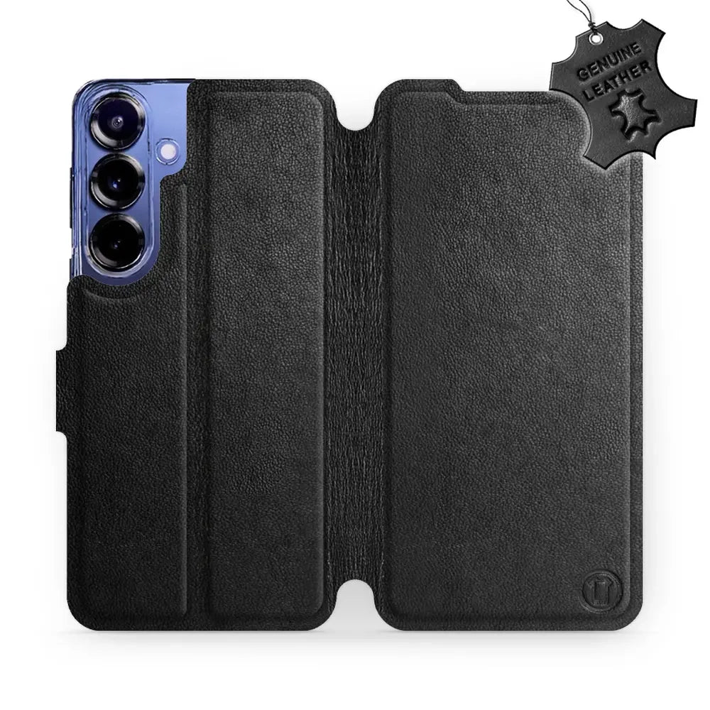 Echtleder Handyhülle für Galaxy S25 Plus, Mobiwear Leather, Schwarz