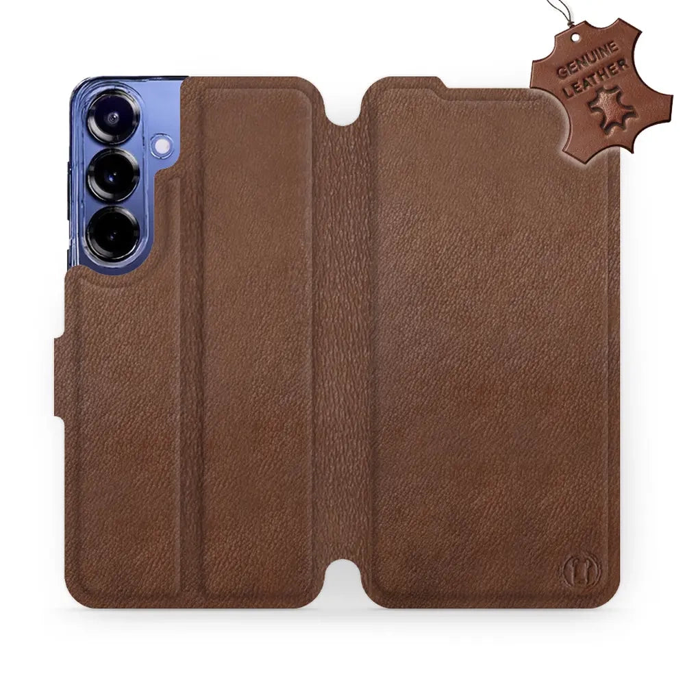 Echtleder Handyhülle für Galaxy S25 Plus, Mobiwear Leather, Braun