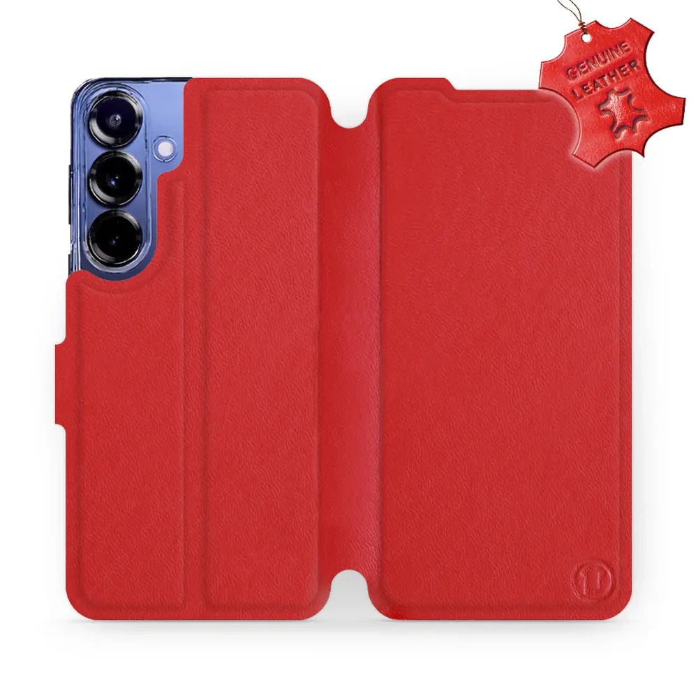 Echtleder Handyhülle für Galaxy S25 Plus, Mobiwear Leather, Rot