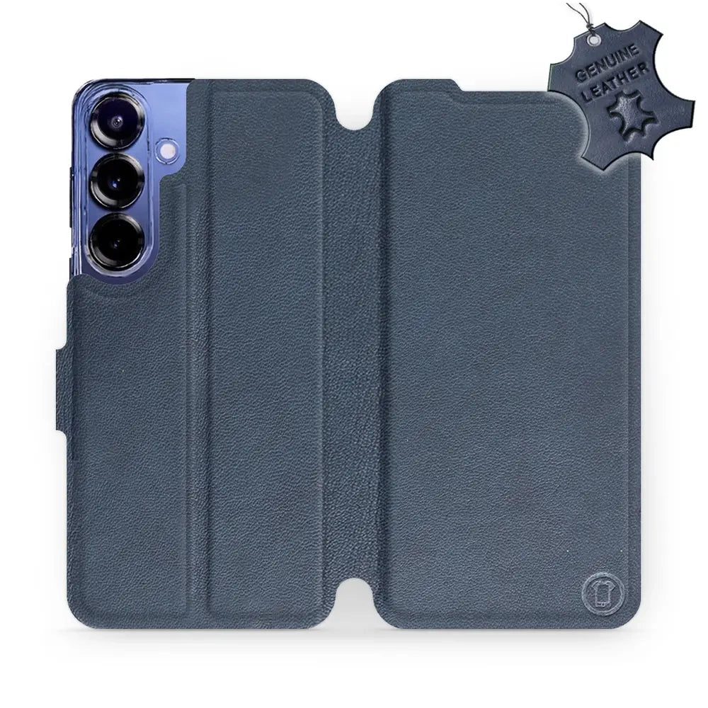 Echtleder Handyhülle für Galaxy S25 Plus, Mobiwear Leather, Dunkelblau