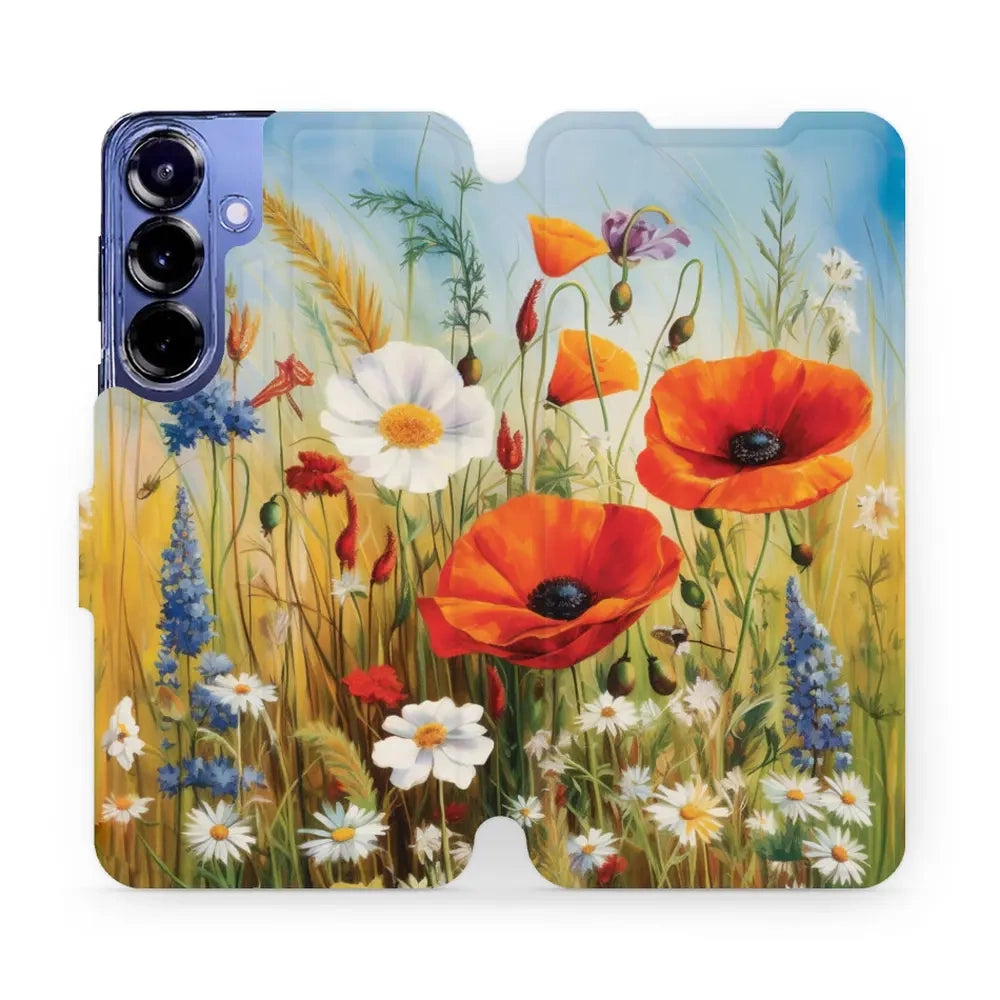 Handyhülle mit klappe für Galaxy S25 Plus, Mobiwear Book, Wiesenblumen