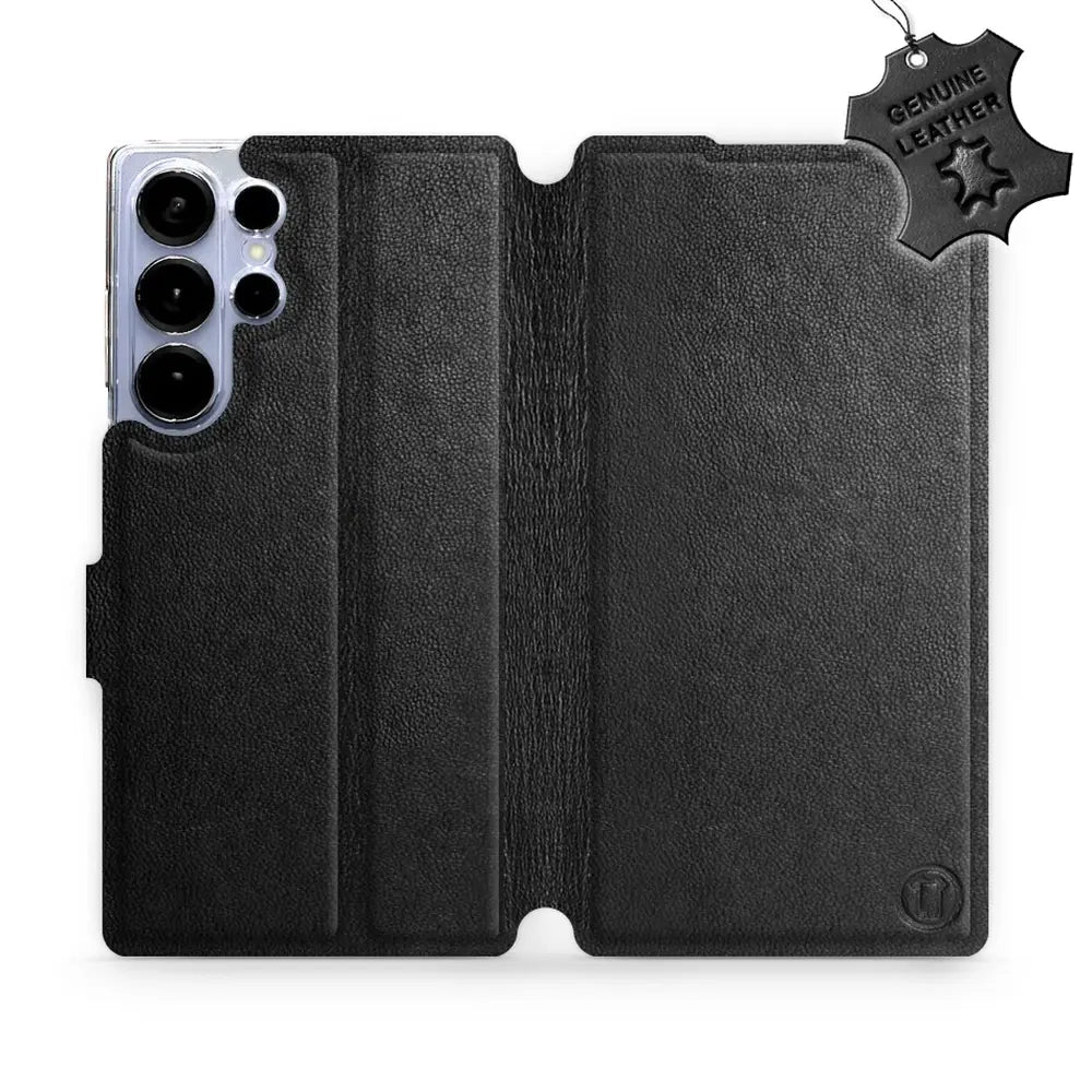 Echtleder Handyhülle für Galaxy S25 Ultra, Mobiwear Leather, Schwarz