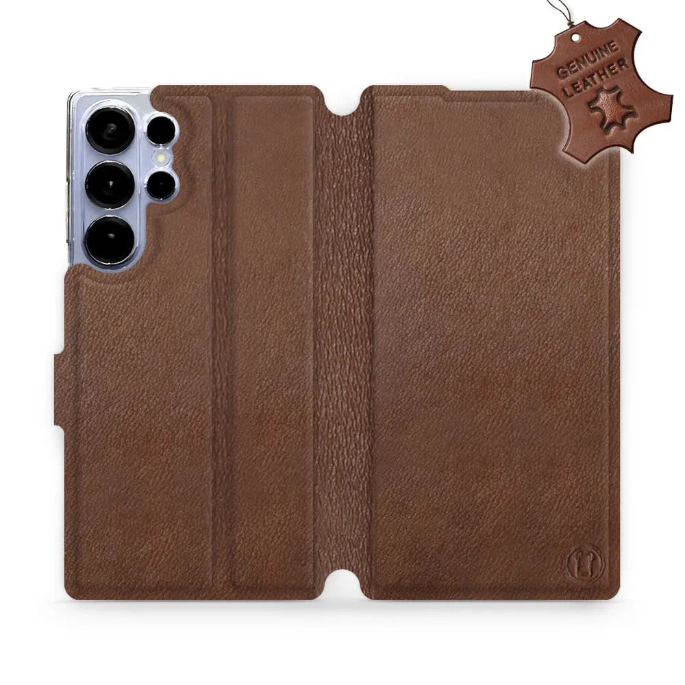 Echtleder Handyhülle für Galaxy S25 Ultra, Mobiwear Leather, Braun