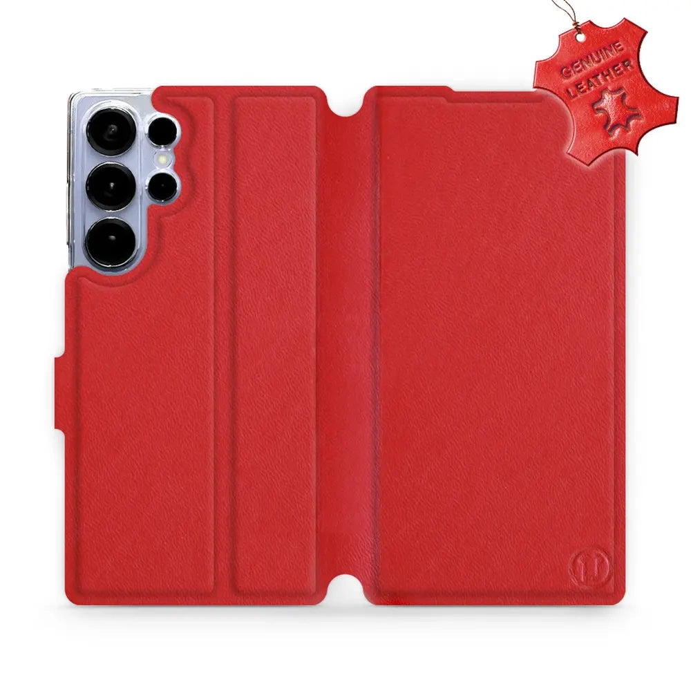 Echtleder Handyhülle für Galaxy S25 Ultra, Mobiwear Leather, Rot