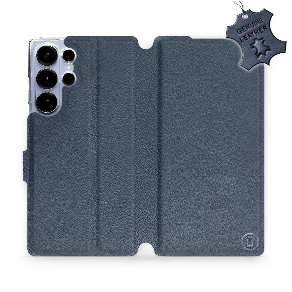 Echtleder Handyhülle für Galaxy S25 Ultra, Mobiwear Leather, Dunkelblau