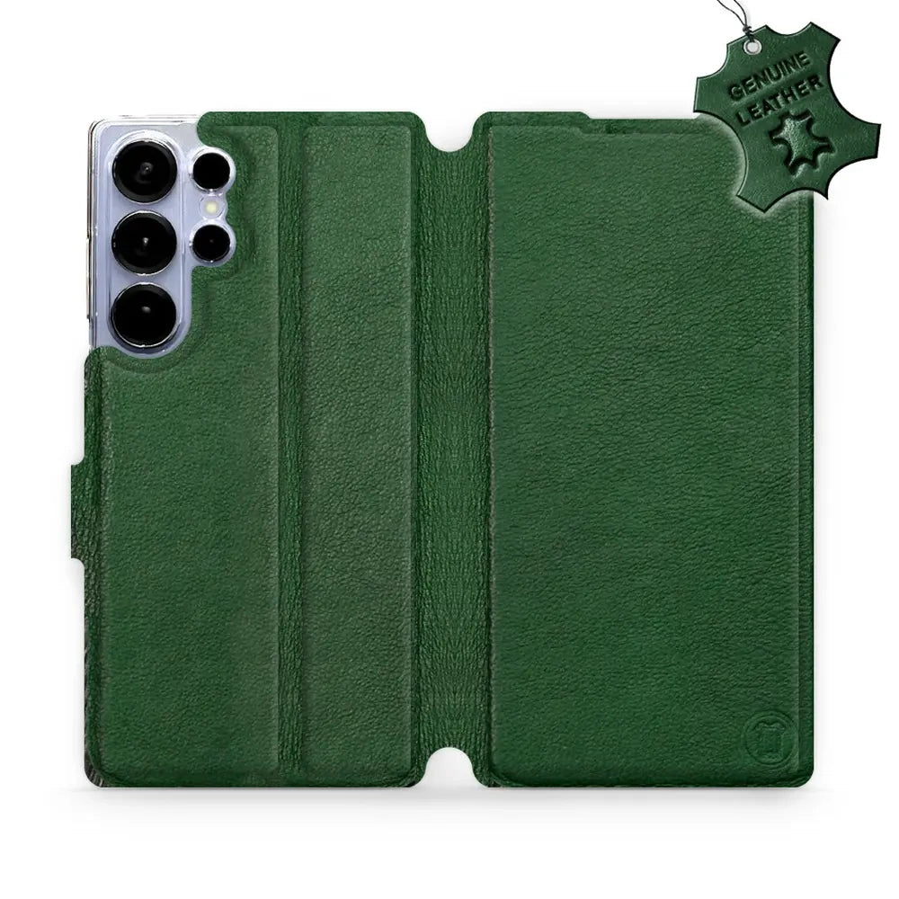 Echtleder Handyhülle für Galaxy S25 Ultra, Mobiwear Leather, Grün