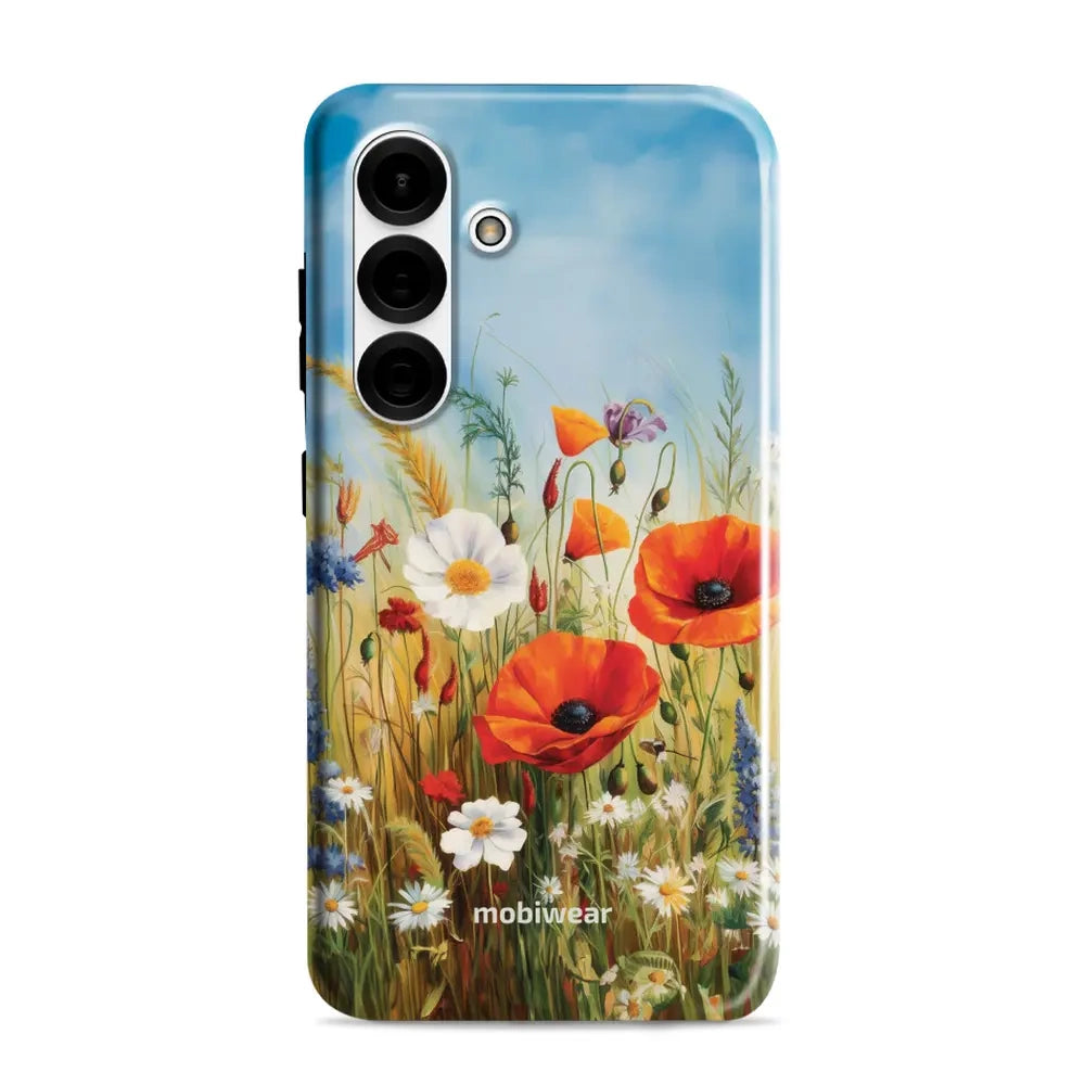 Handyhülle für Galaxy S25, Mobiwear Elite Pro, Wiesenblumen