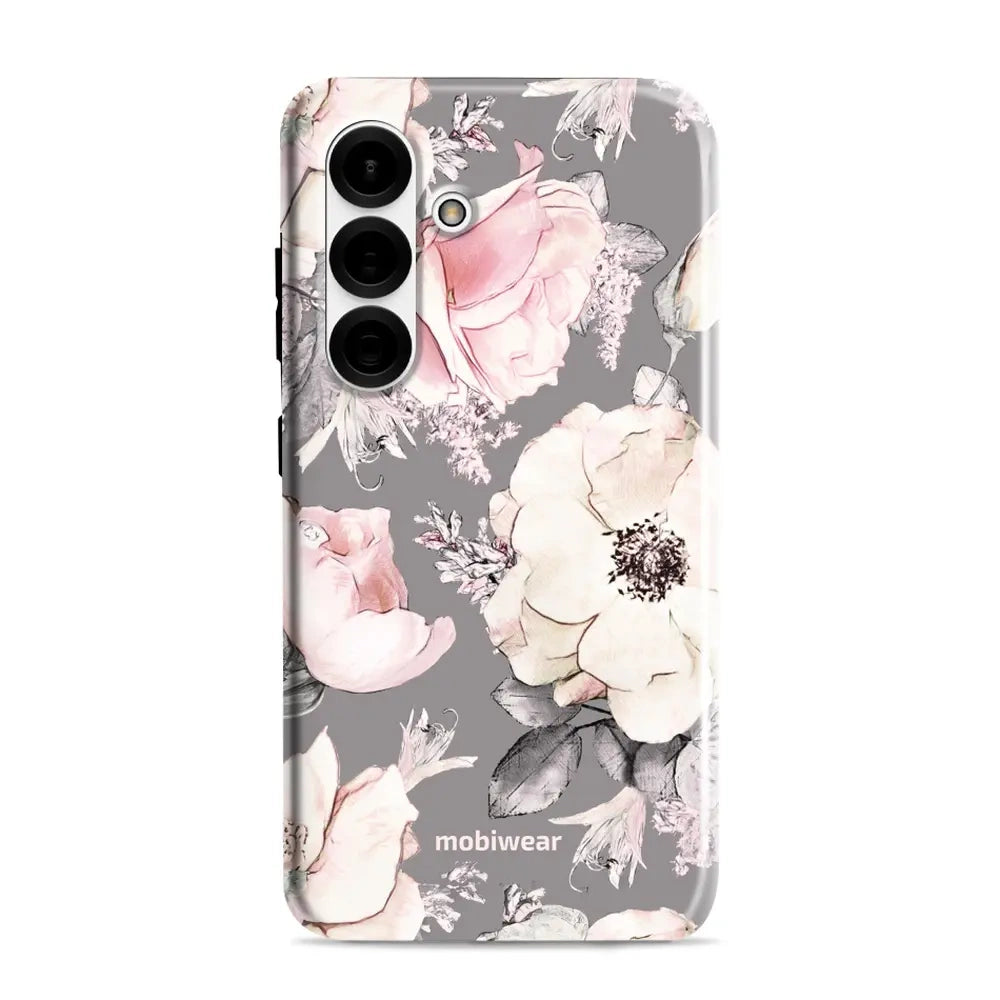 Handyhülle für Galaxy S25, Mobiwear Elite Pro, Rosa-Blumig
