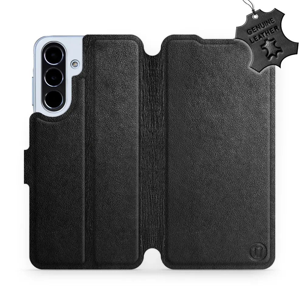 Echtleder Handyhülle für Galaxy A56 5G, Mobiwear Leather, Schwarz