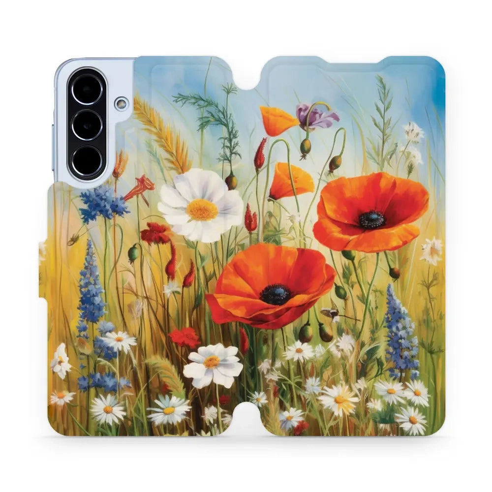 Handyhülle mit klappe für Galaxy A56 5G, Mobiwear Book, Wiesenblumen