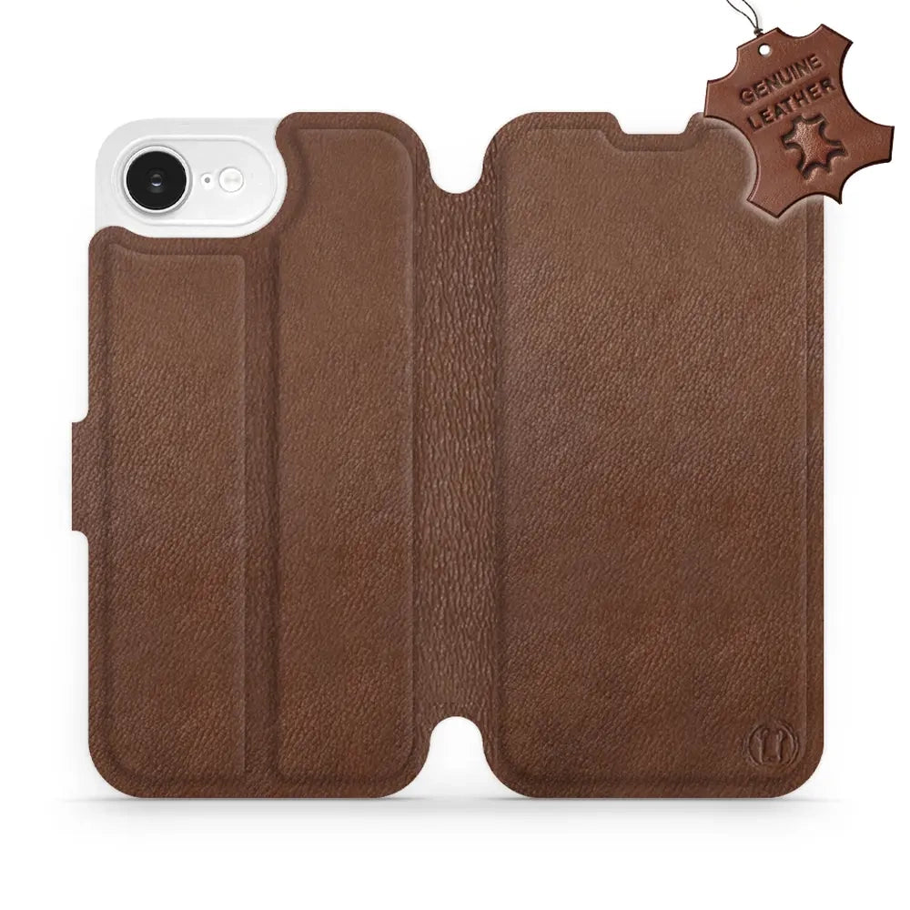 Echtleder Handyhülle für iPhone 17e / 16e, Mobiwear Leather, Braun