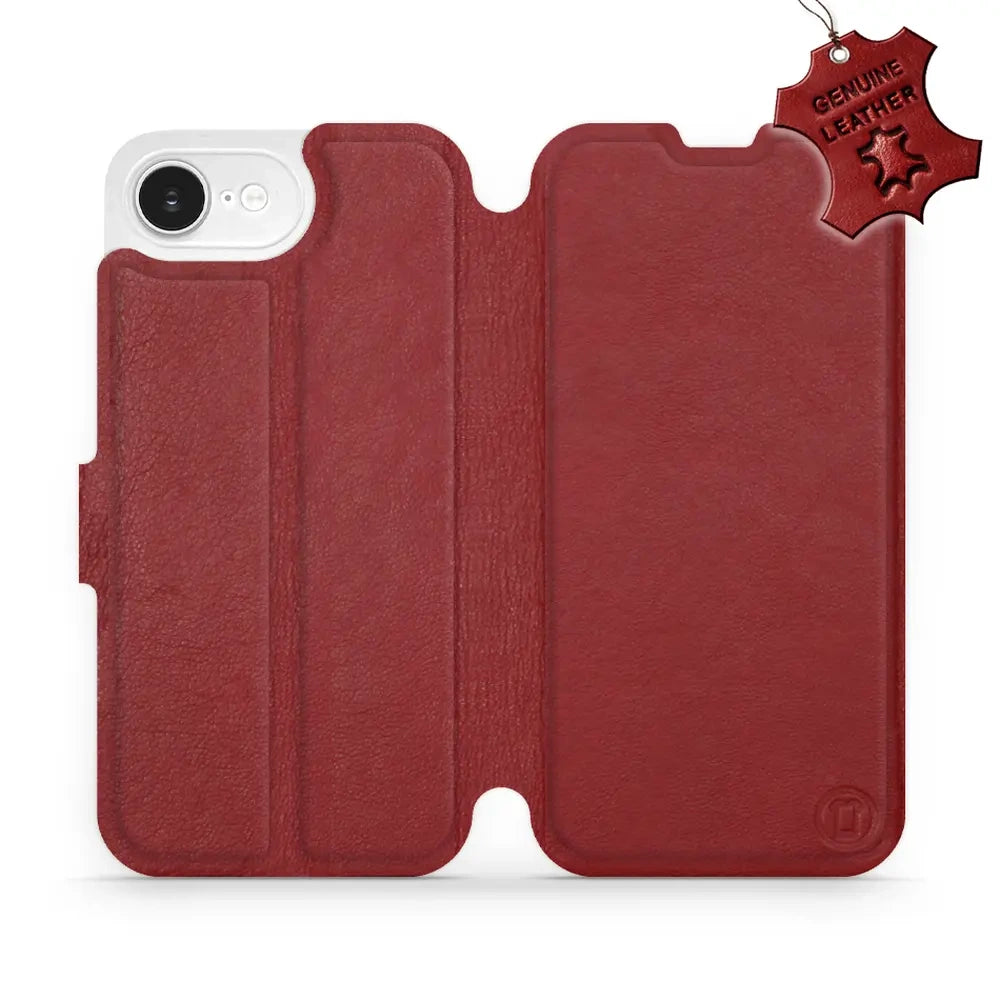 Echtleder Handyhülle für iPhone 17e / 16e, Mobiwear Leather, Dunkelrot