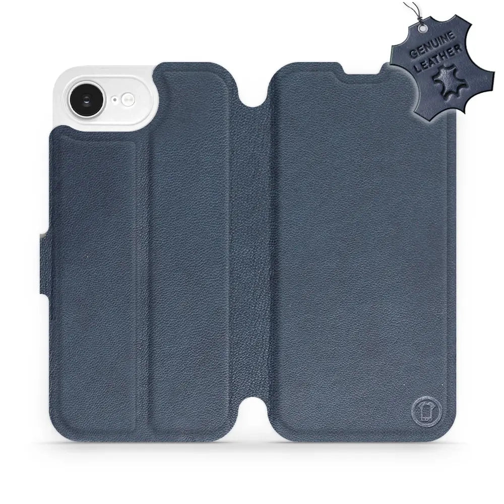 Echtleder Handyhülle für iPhone 17e / 16e, Mobiwear Leather, Dunkelblau