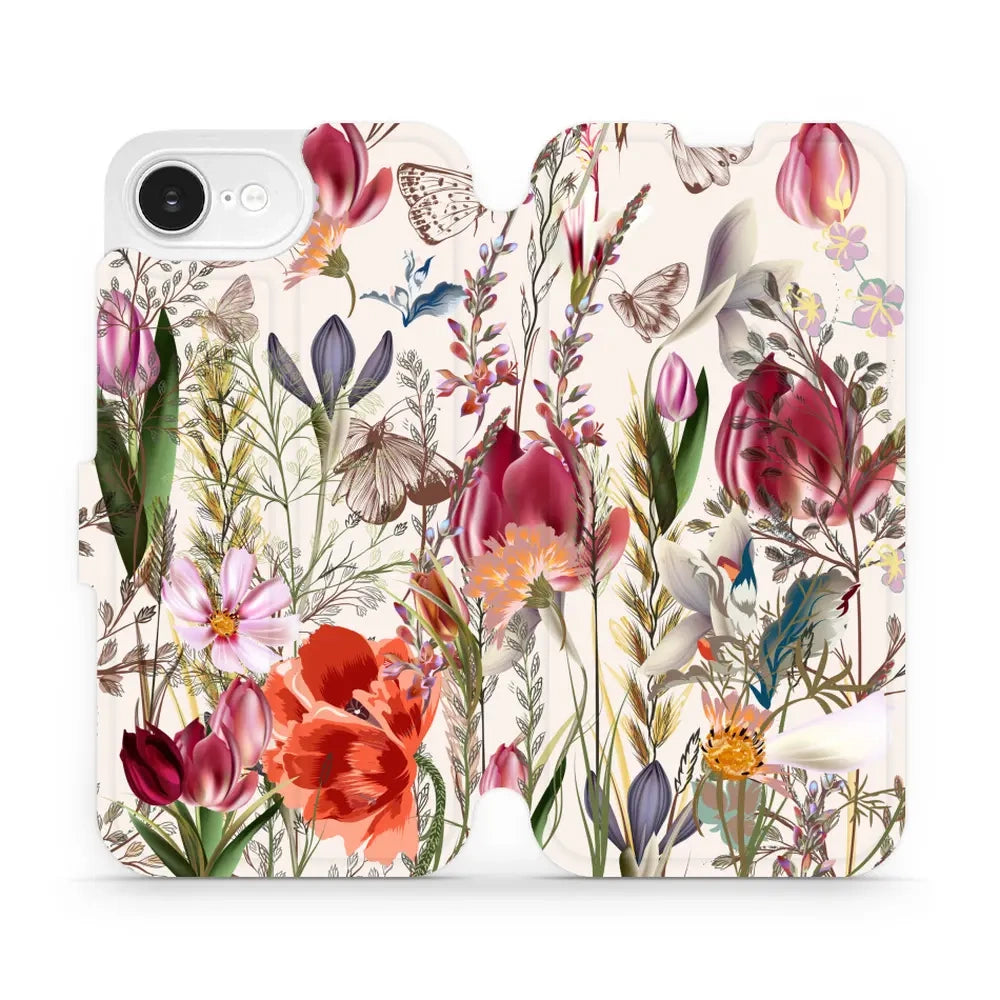Handyhülle mit klappe für iPhone 17e / 16e, Mobiwear Book, Blumenstrauß