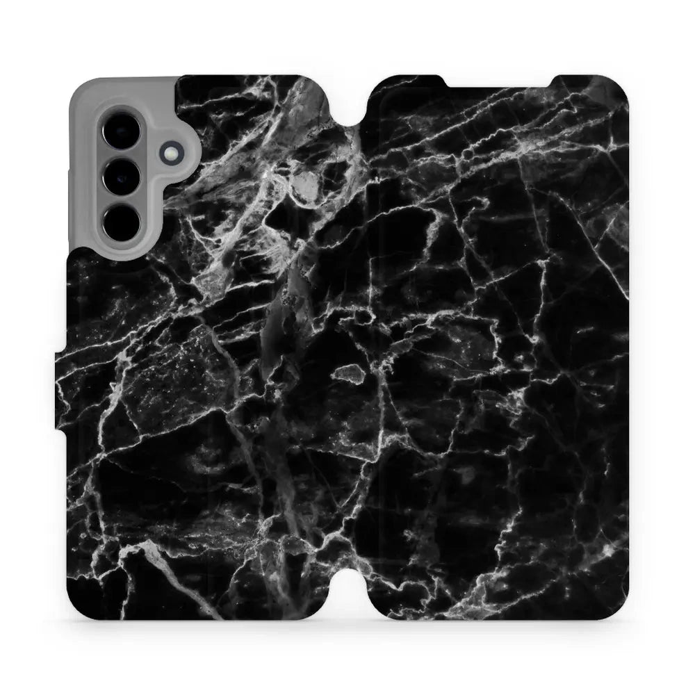 Handyhülle mit klappe für Galaxy A36 5G, Mobiwear Book, Schwarzer Marmor