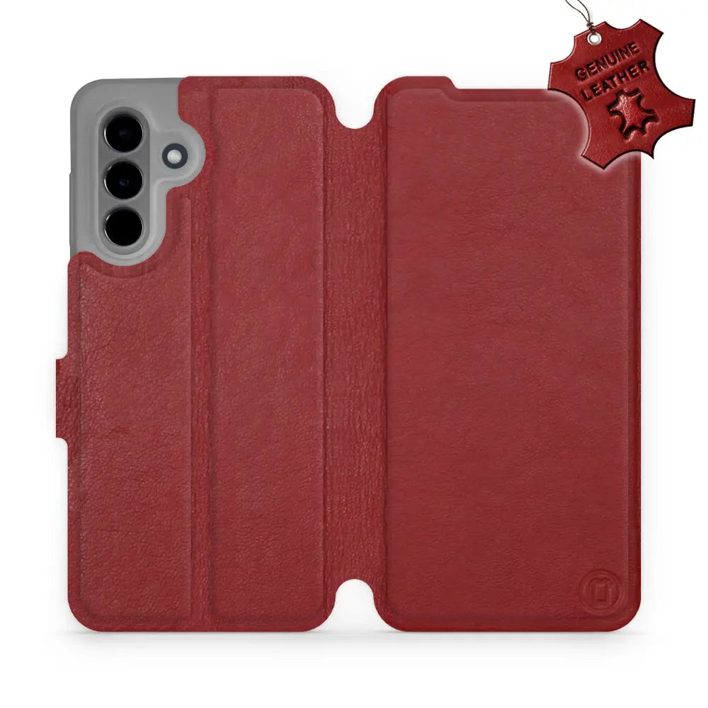Echtleder Handyhülle für Galaxy A36 5G, Mobiwear Leather, Dunkelrot