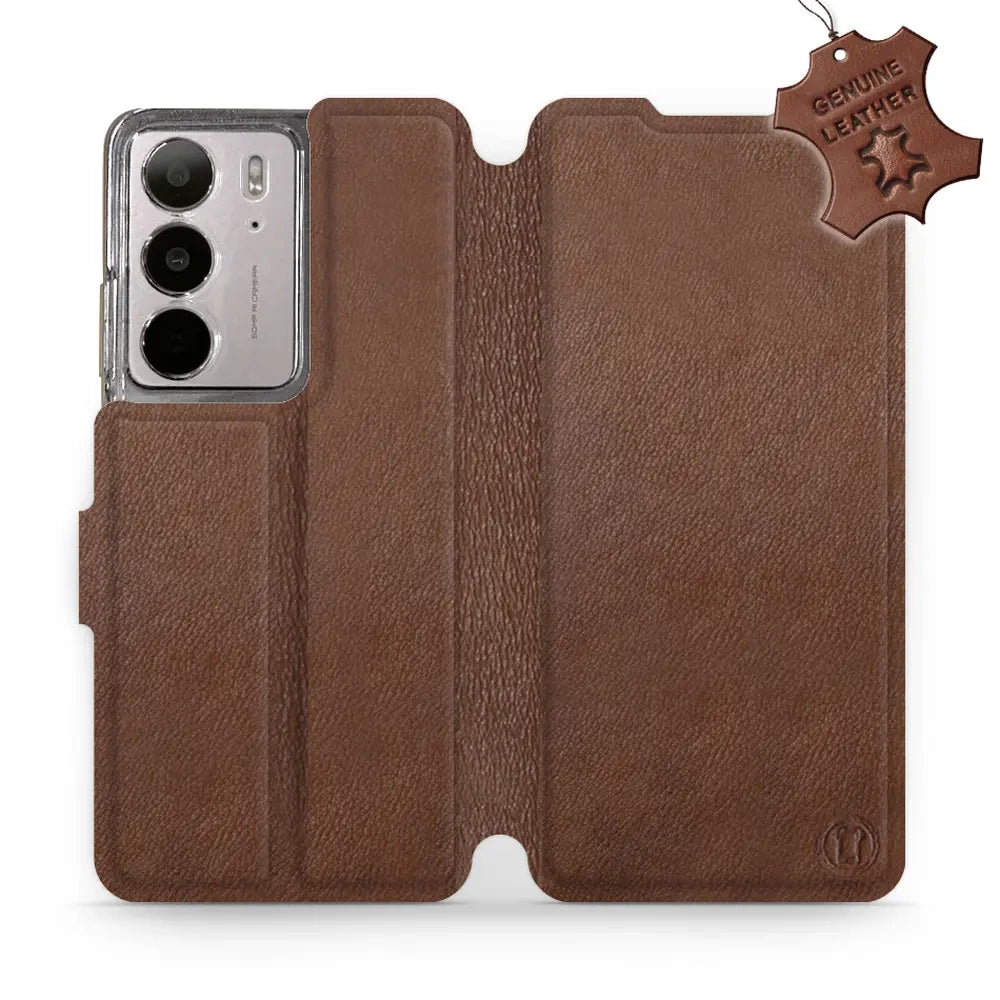 Echtleder Handyhülle für Realme C75 4G, Mobiwear Leather, Braun