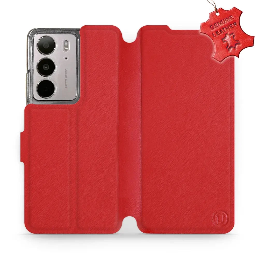 Echtleder Handyhülle für Realme C75 4G, Mobiwear Leather, Rot
