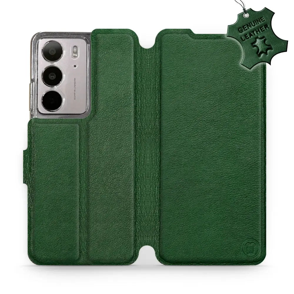 Echtleder Handyhülle für Realme C75 4G, Mobiwear Leather, Grün