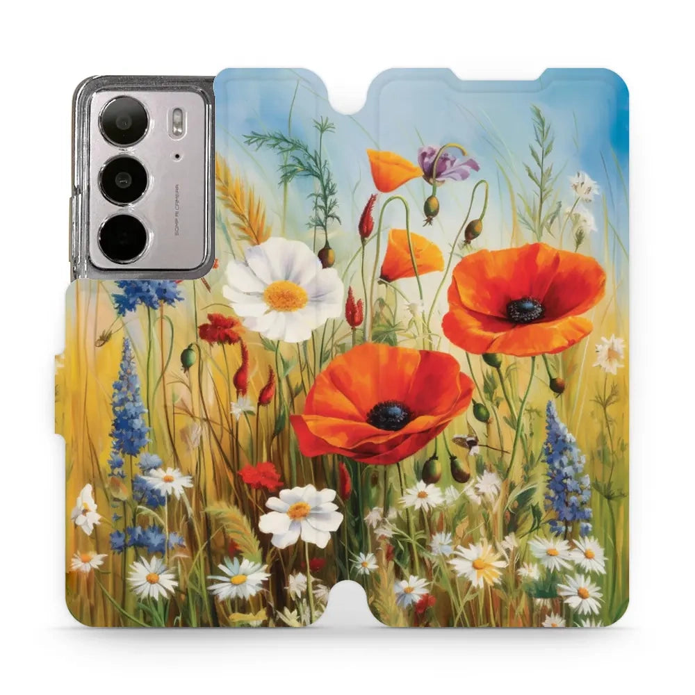 Handyhülle mit klappe für Realme C75 4G, Mobiwear Book, Wiesenblumen