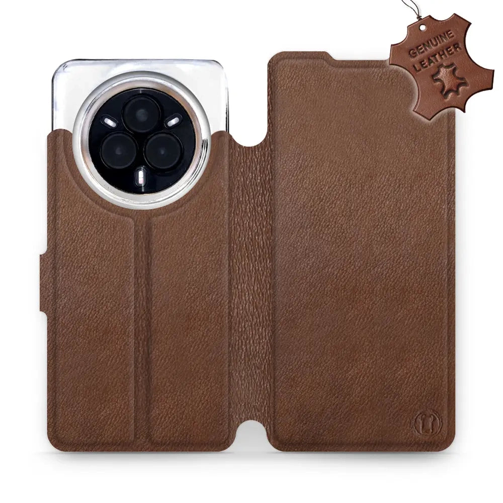 Echtleder Handyhülle für Realme 14 Pro 5G, Mobiwear Leather, Braun