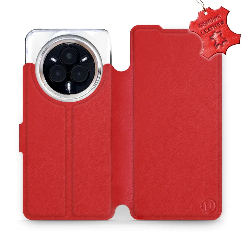 Echtleder Handyhülle für Realme 14 Pro 5G, Mobiwear Leather, Rot