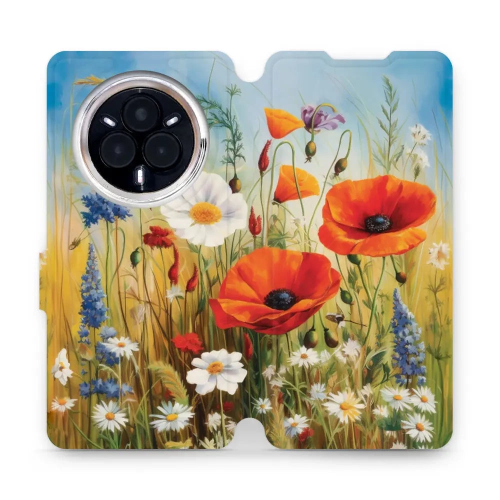 Handyhülle mit klappe für Realme 14 Pro 5G, Mobiwear Book, Wiesenblumen