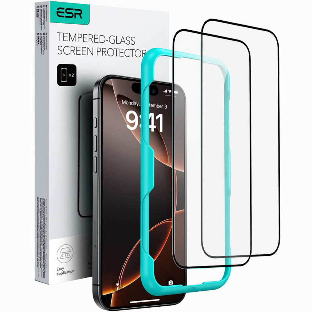 Gehärtetes Glas für iPhone 16, ESR Tempered Glass, 2 Stück
