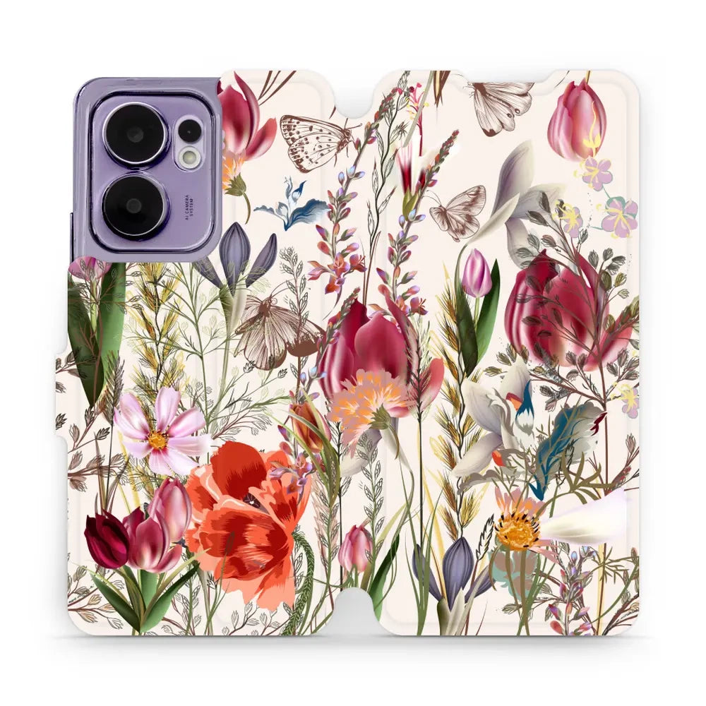 Handyhülle mit klappe für Oppo Reno13 F, Mobiwear Book, Blumenstrauß