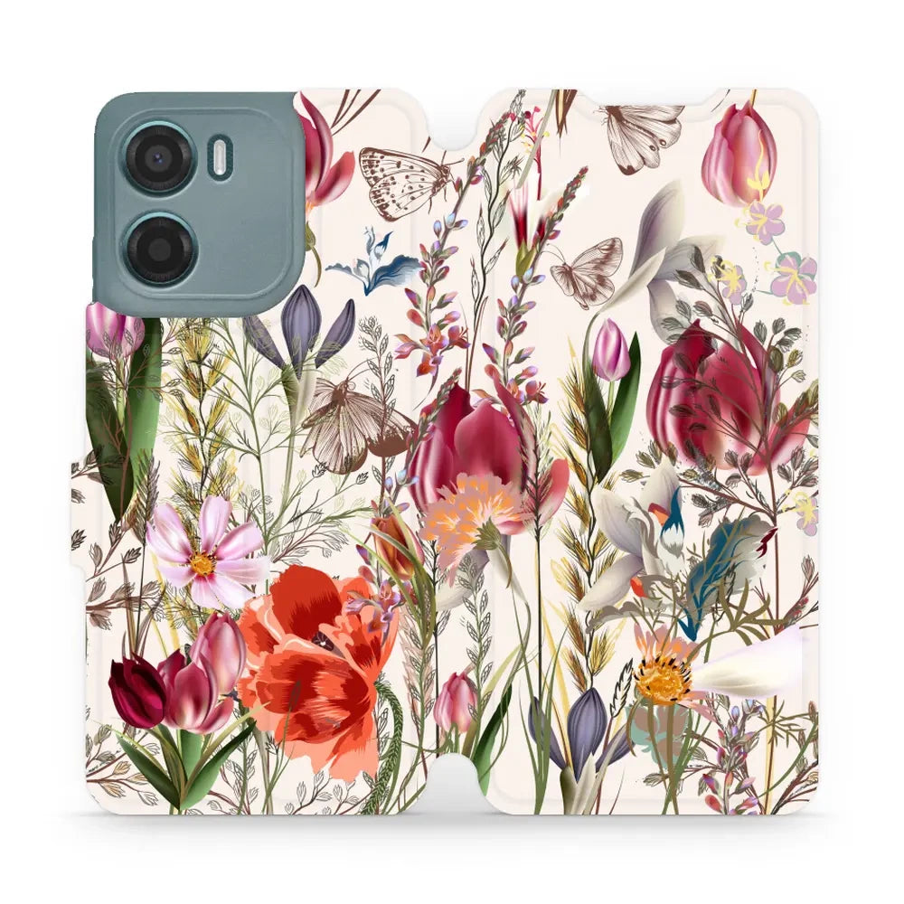 Handyhülle mit klappe für Motorola Moto E15, Mobiwear Book, Blumenstrauß