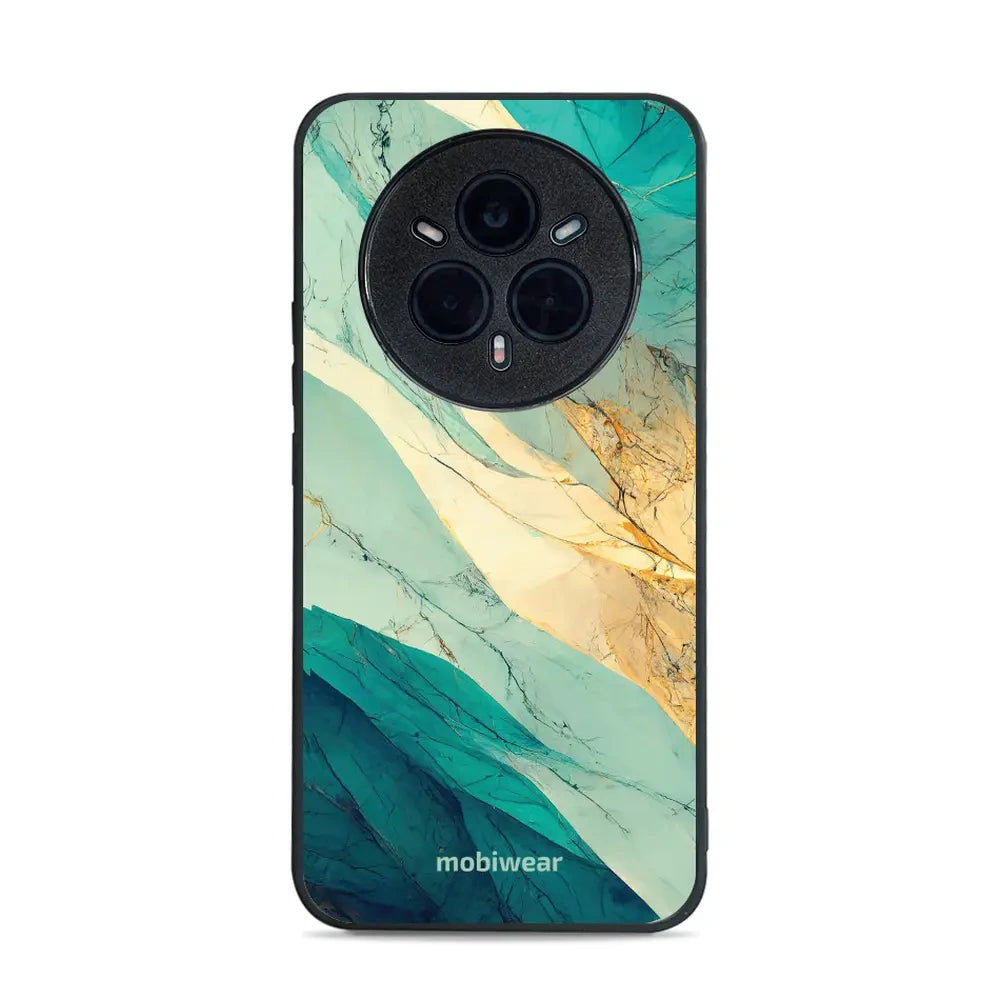 Handyhülle für Realme 14 Pro Plus 5G, Mobiwear Glossy Case, Türkis-Marmor