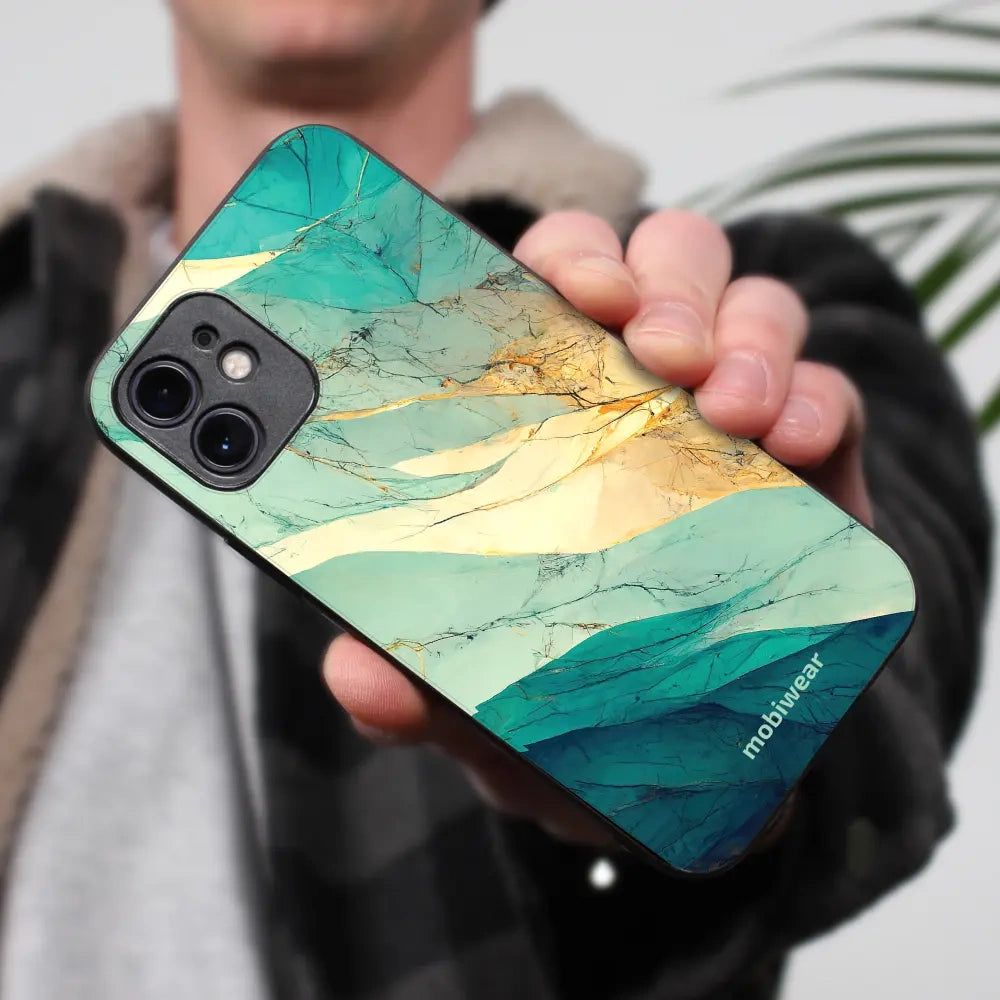 Handyhülle für Realme 14 Pro Plus 5G, Mobiwear Glossy Case, Türkis-Marmor
