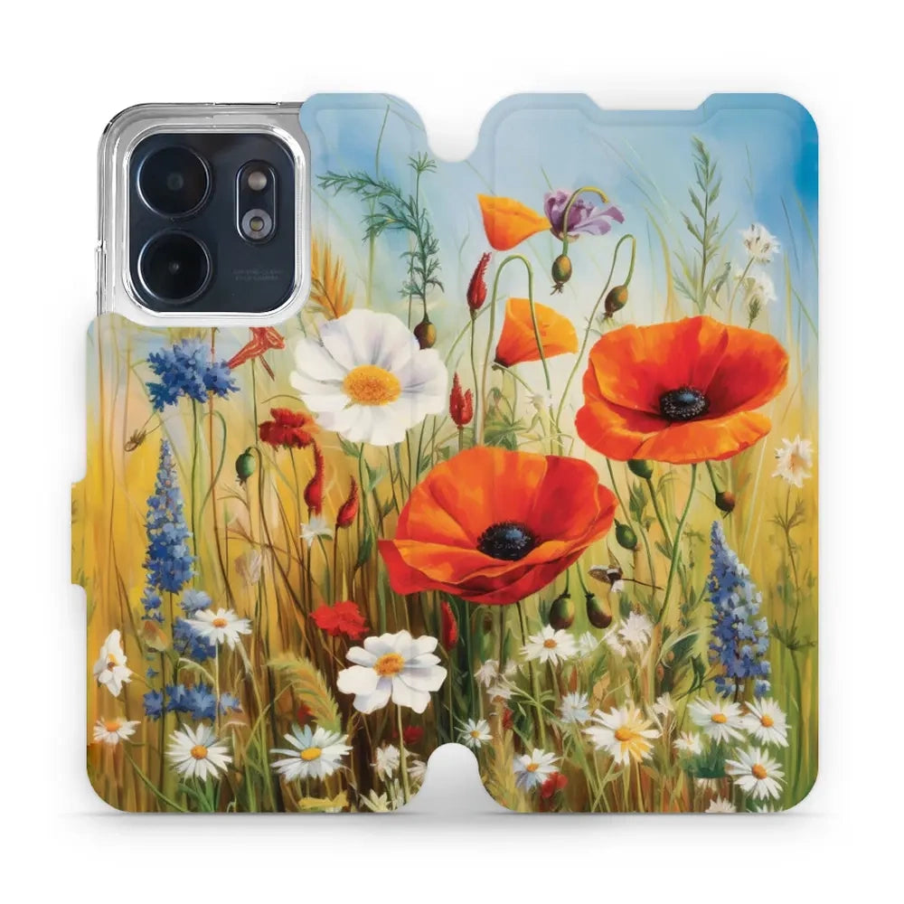 Handyhülle mit klappe für Infinix Smart 9, Mobiwear Book, Wiesenblumen
