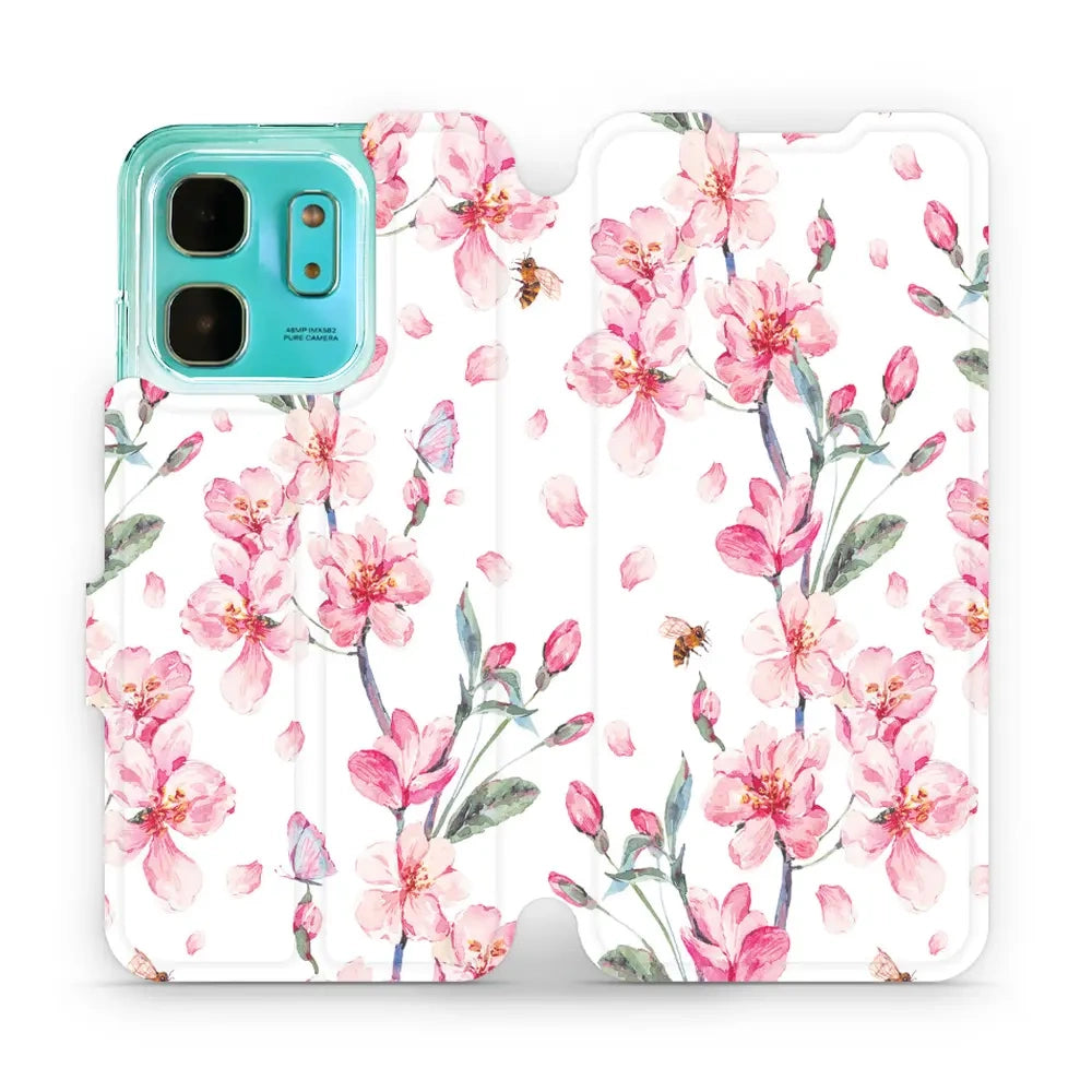 Handyhülle mit klappe für Infinix Hot 50i, Mobiwear Book, Rosa Frühling