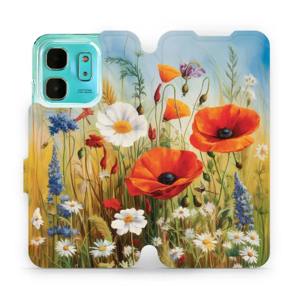 Handyhülle mit klappe für Infinix Hot 50i, Mobiwear Book, Wiesenblumen
