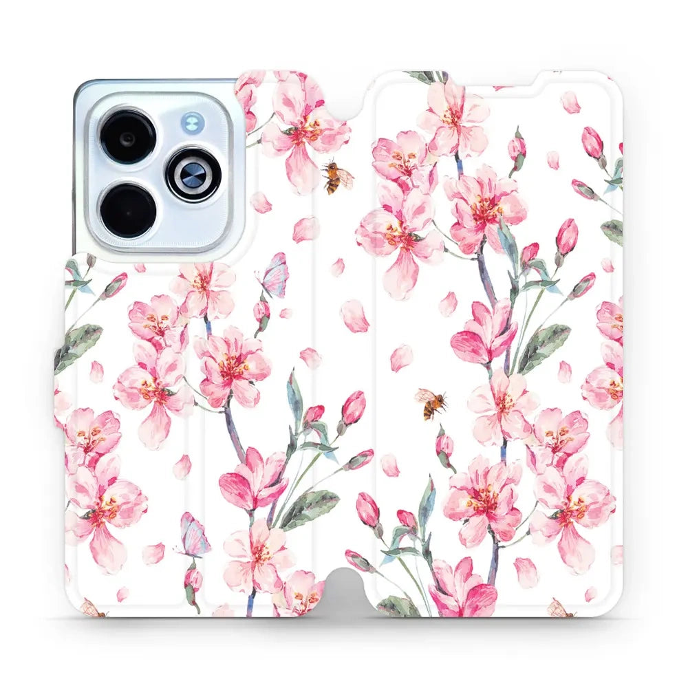 Handyhülle mit klappe für Infinix Hot 40i, Mobiwear Book, Rosa Frühling