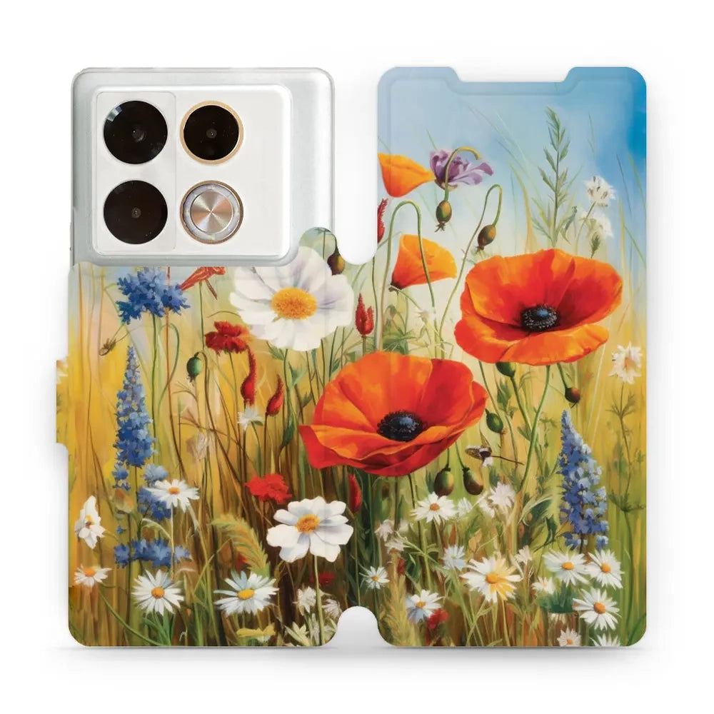Handyhülle mit klappe für Infinix Note 40 Pro, Mobiwear Book, Wiesenblumen