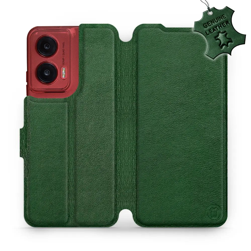 Echtleder Handyhülle für Motorola Moto G35 5G, Mobiwear Leather, Grün