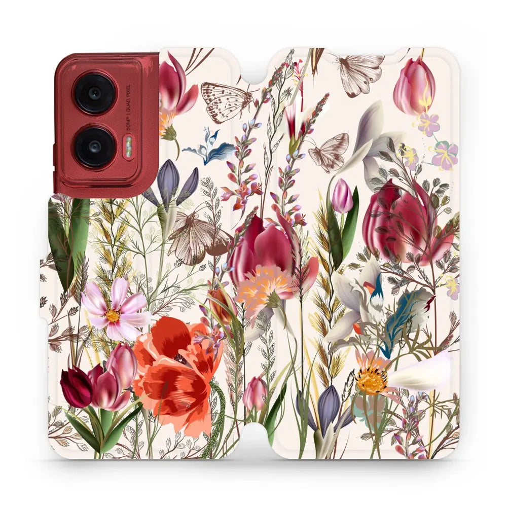 Handyhülle mit klappe für Motorola Moto G35 5G, Mobiwear Book, Blumenstrauß
